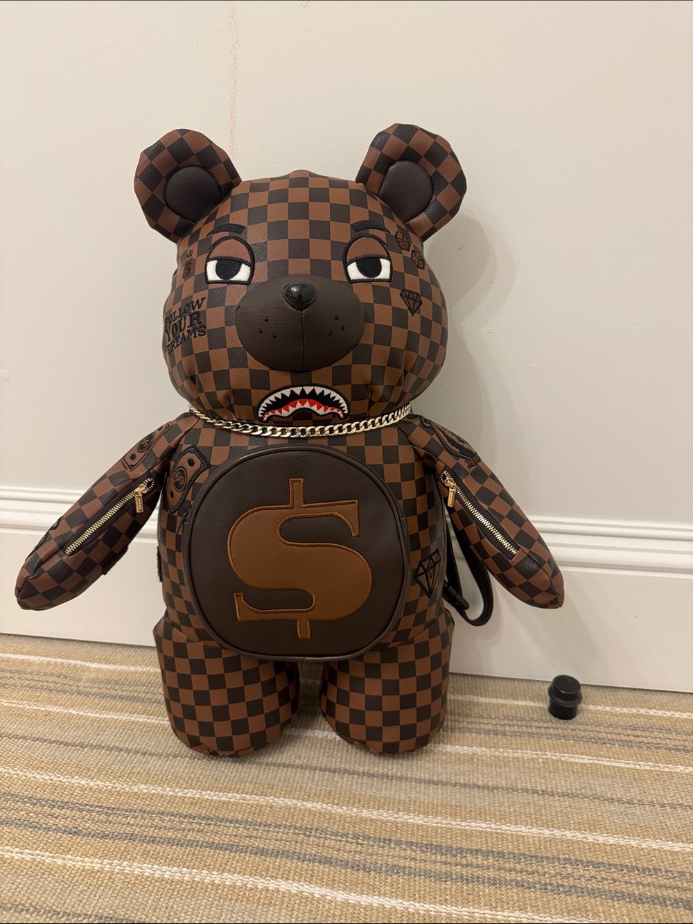 Sprayground limited edition Brown Checkerboard Teddy bear backpack
